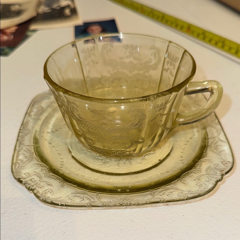 Federal Glass Madrid Vintage Teacup and Saucer